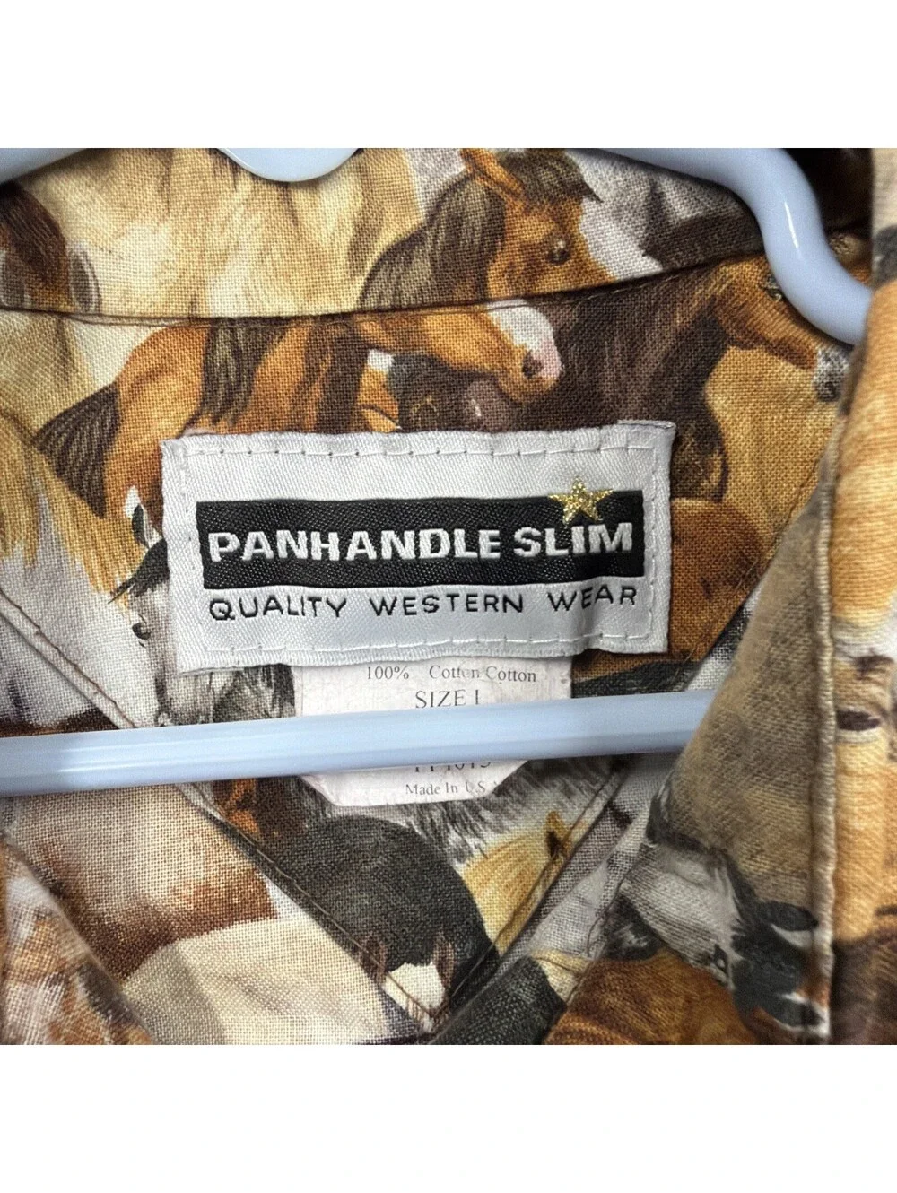 Panhandle Slim Quality Western Wear 100% Cotton Girls Size Large Horses